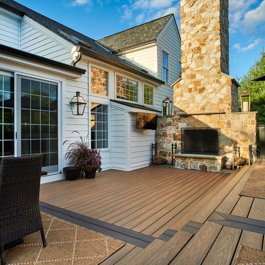 Outdoor living inspiration collage showing finished spaces